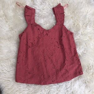 Mauve lace ruffle sleeve tank/blouse. Sz.M NEW